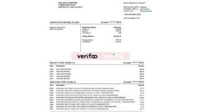 USA Huntington Bank statement Template