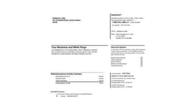 Wells Fargo Bank Statement template in word format