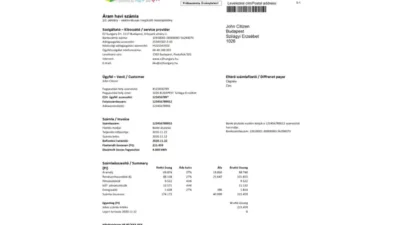 Hungary E2 Utility Bill Word And PDF Template