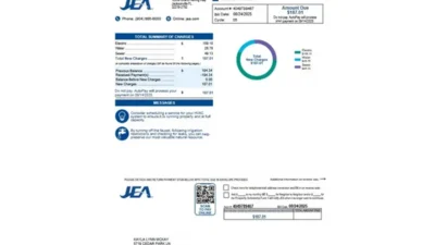 United States JEA Utility Bill Template in Word and PDF format