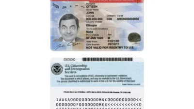 USA Employment Authorization And Work Permit ID Card PSD Template