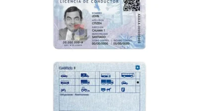 Chile driving license PSD template