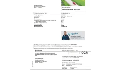 Sweden Svedea Car Insurance Invoice Word And PDF Template