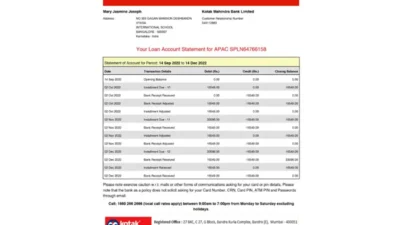India Kotak Mahindra Bank Statement Word And PDF Template