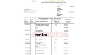 Malaysia Maybank Bank Statement Excel And PDF Template