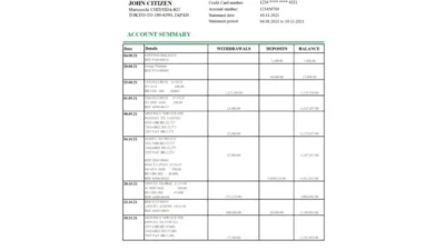 Japan Post Bank Statement Excel And PDF Template