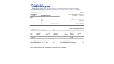 Thailand Bangkok Bank Statement Template