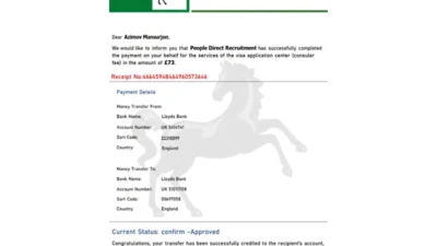 United Kingdom Lloyds Bank Payment Receipt Template in Word and PDF Format