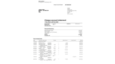 United Kingdom Absa Bank Statement Word And PDF Template (2 pages)
