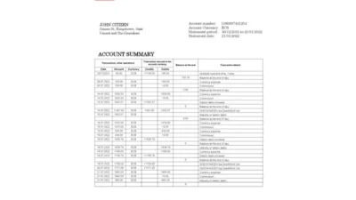 Saint Vincent And The Grenadines First Caribbean International Bank Statement Word and PDF Template