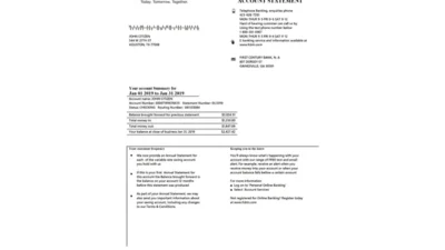 USA Georgia Gainesville First Century Bank Statement Template