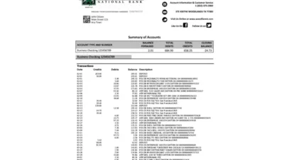 USA Woodforest Bank Statement Template