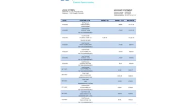 Colombia BBVA bank statement template in Word and PDF format