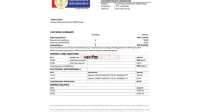Nepal Rastriya Banijya Bank bank statement template