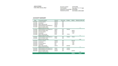 Niger Bank of Africa bank statement template Word and pdf