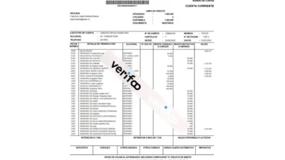 Chile Banco Edwards Bank Statement Word And PDF Template