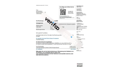 Germany VATTENFALL utility bill template in Word and PDF format