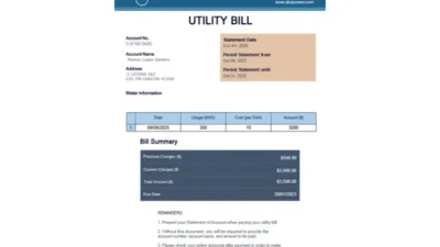 Mexico ABCPOWERS Utility Bill Template in word and pdf format