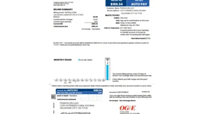USA OG&E Utility Bill Guide Template in Word and PDF format
