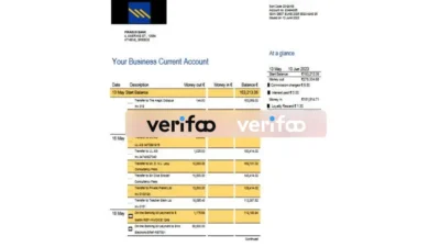 Greece Business Bank Statement Template in word and pdf format