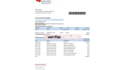 South Sudan Opportunity Bank statement Excel And PDF Template
