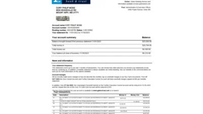United States EVOLVE bank & trust Statement Template in word and pdf format