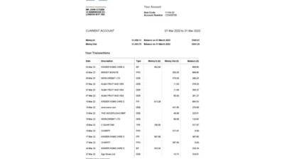 United Kingdom Halifax Bank Statement Word And PDF Template (2 Pages) Version 2