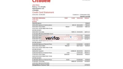 Lithuania (Litva) Citadele Bank Credit Card Statement Excel And PDF Template