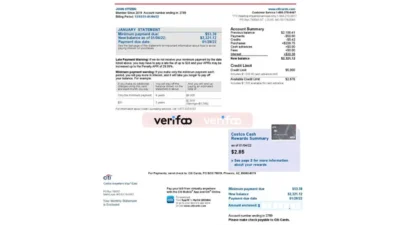 USA Costco Anywhere Visa Card By Citi Bank Statement Word And PDF Template (4 pages)