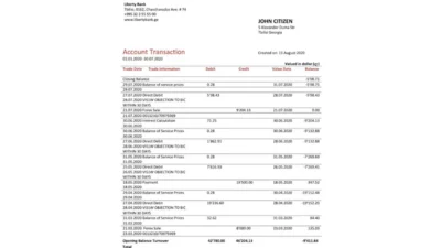 Georgia Liberty Bank Statement Template