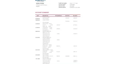 Dominica Barnett Capital Bank Statement Template