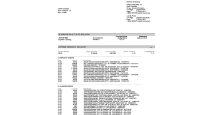 USA Nevada State Bank Anytime Checking Statement Word and PDF Template (4 pages)
