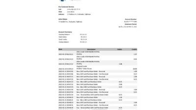 Tajikistan ITB Bank Statement Excel And PDF Template