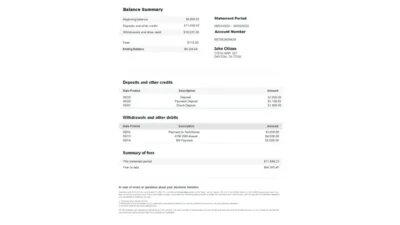 USA Indi Bank Statement Word And PDF Template