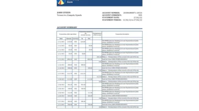 Uganda Centenary Bank Statement Excel And PDF Template