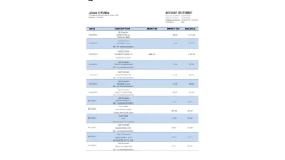 Lesotho Standard Lesotho Bank Statement Template