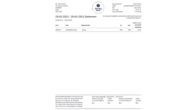 United Kingdom Starling Bank Statement Template