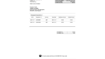 United Kingdom LHV Group Bank statement Template