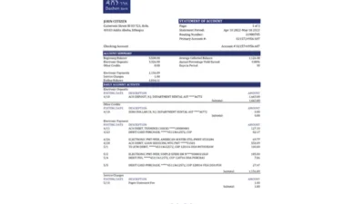 Ethiopia Dashen Bank statement template