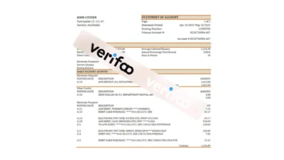 Sweden Swedbank bank statement template in Word and PDF format