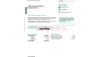 USA California Bank of the West Bank Stetment Template