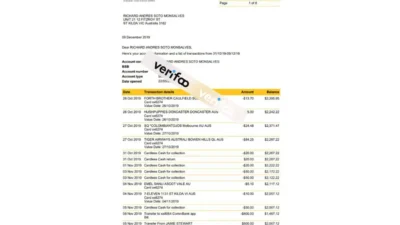 Australia Commonwealth Bank Statement Template