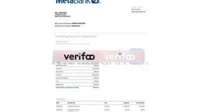 Free Download Metabank Bank Statement template