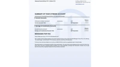Citibank Bank Statement Template psd