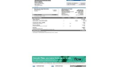Argentina Telecom Utility Bill Word and PDF Template (2 Pages)