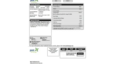 United States Just Energy Utility Bill Guide Template in Word and PDF format