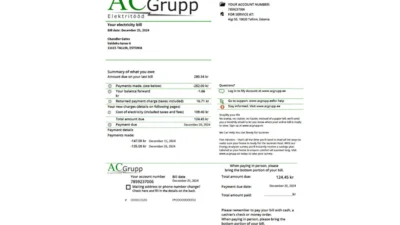 ACGrupp Estonia Electricity Bill Template – A Customizable Guide in PDF and Word Format
