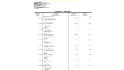 Malaysia Maybank Bank Statement Word And PDF Template (2 Pages)
