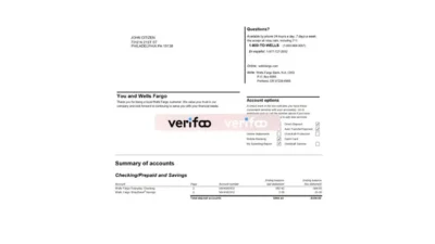 USA Wells Fargo Bank Statement Word And PDF Template (7 Pages)