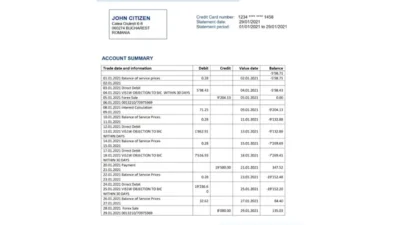 Romania Alpha Bank Statement Word And PDF Template